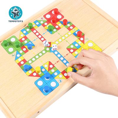 China Wooden Rhythm Toys Two-in-One Kids Fun Play Flying Chess Chess Game Juguetes De madera Kids Educational Wooden Toy for sale