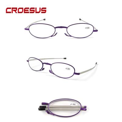 China Mini Folding Metal Frame Foldable Retractable High Quality Reading Glasses for sale