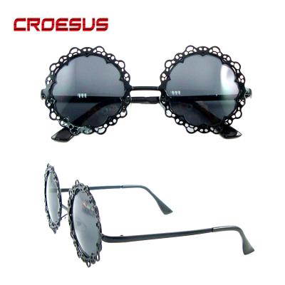 China High Quality Flower Customized Fashionable Women's Fashion Sunglasses Round Sunglasses Black for sale