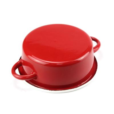 China Sustainable Wholesale Red Double Ears Baking Custom Enamel Bowl for sale