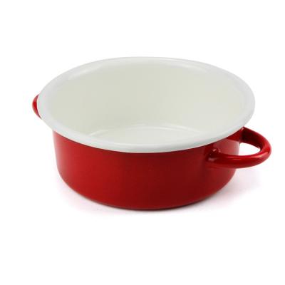 China Sustainable Factory Manufacturer Direct Sale Red Dinner Mixing Enamel Bowl for sale