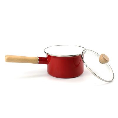 China Sustainable The Latest Hot Item Pan Mini Milk Warmer Pot Enamel Cookware Set enamel pan for sale