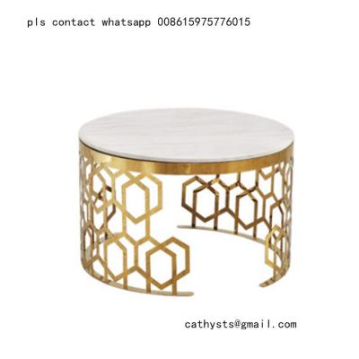 중국 New classical Hotel marble table bronze color stainless steel hollowed out design 판매용