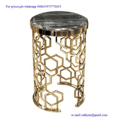 China modern designed metal corner table  stainless steel laser cutting base side table for sale