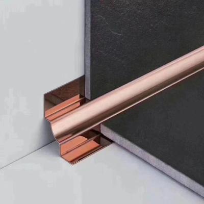 China Stainless Steel Tile Trim Q Shape 304 Grade Modern Style Trim Strip Metal Tile Profile For Floor And Edges for sale