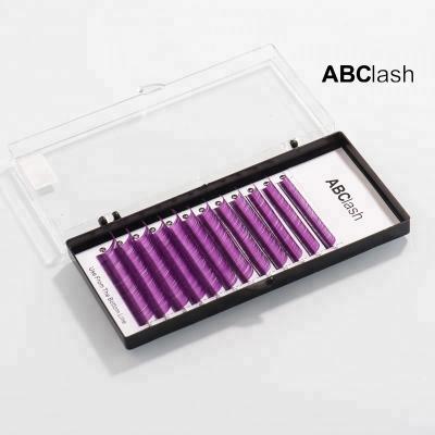 China Colorful Color Lashes Mixed Trays Colored Purple Flat Individual Eyelash Extension for sale