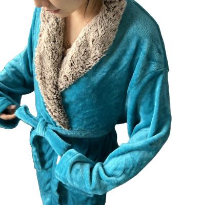 China QUICK DRY 100% Polyester Fleece Tie Closure Wash Women's Plush Long Fleece Bathrobes for sale