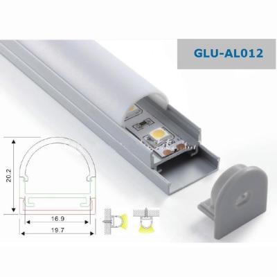 China Radiator Alu thin flat linear LED profile extrusion led strip profile led aluminum channel with round cover for sale