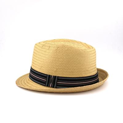 China Casual Custom Personality Beach Sun Summer Soft Paper Braid Straw Hats For Men Fedora Panama Trilby Hat for sale