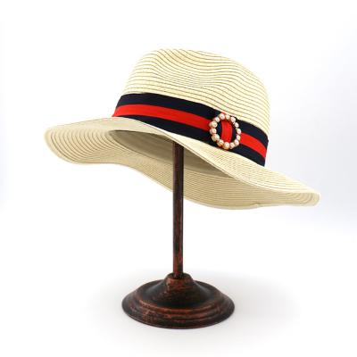 China 2022 Custom Made Handmade Panama Ribbon Sun Beach Fedora Women Brim Foppy Hats Wide Wide Amazon Ladies Summer Straw Hat for sale