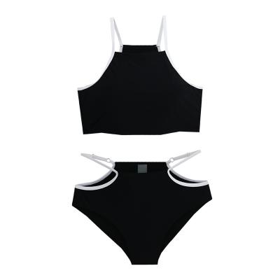 China Breathable Classic Design Solid Color High Waisted Swimming Suits Women Two Pieces For Beach for sale