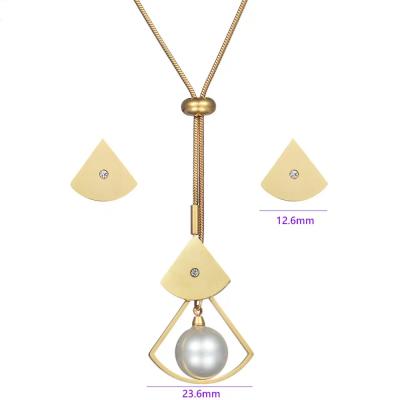 China Choker Nickel Free Freshwater Pearl Stainless Steel Fashion Qings Necklace Earring Pendant Set for sale