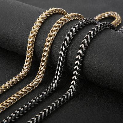 China Hiphop Men's Stainless Steel Thick Necklace Bracelet Vintage Gold Cuban Necklace Jewelry Set for sale