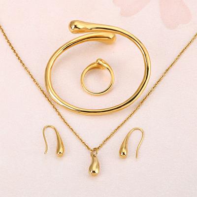 China TRENDY Four Piece Water Drop Gold Filled Stainless Steel Necklace for sale