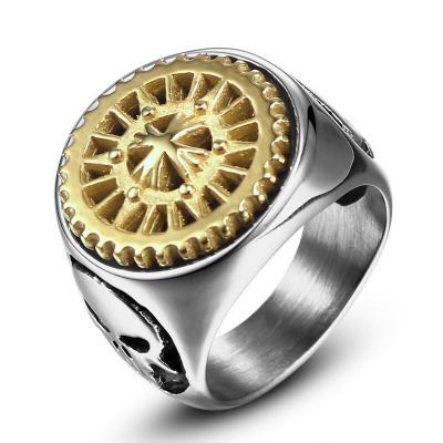 China European Punk New Vintage Gear Personality Men's Skull Stainless Steel Rotating Ring for sale