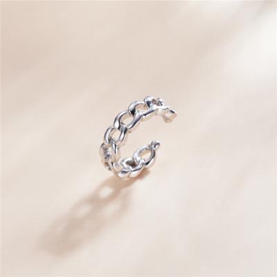 China TRENDY Qings Shape 925 Sterling Silver Zircon Pure Silver Link Chain Ear Cuff Earrings for sale