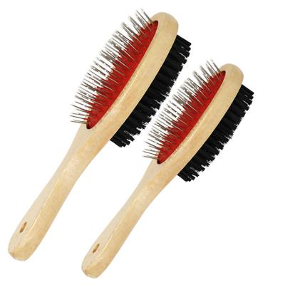 China Hot Selling Viable Amazon Pet Grooming Brush Double Pet Cleaning Brush For Hair Remover for sale