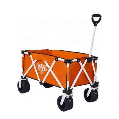 China Heavy Duty Beach PU Wheels Outdoor Folding Cart Utility Folding Carts All Terrain Beach Cart for sale