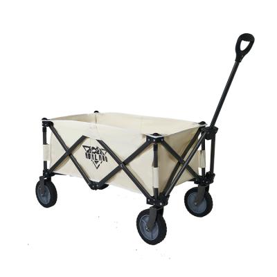 China Beach Folding Lightweight Beach Cart With 4 Wheel Garden Trolley Solid Color PE Camping Portable Outdoor Utility Cart for sale