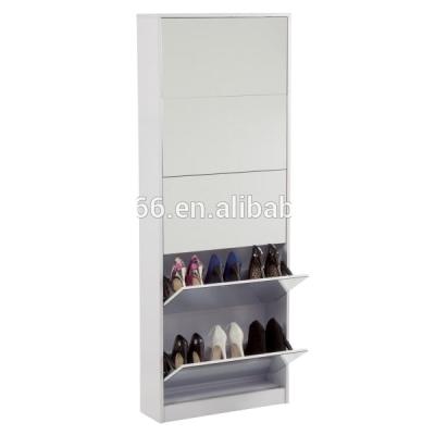 China Easy Assemble Factory Price Modern Wooden Shoe Cabinet With Mirror for sale