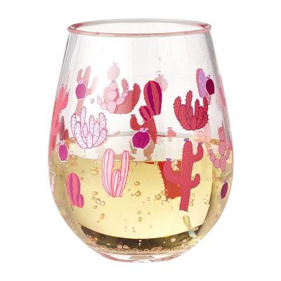 China Silk Screen Printing & 2021 Decal Newcomers Party and Wedding Favor Glitter Decal Personalized Glass Tumbler, Stemless Wine Glass for sale