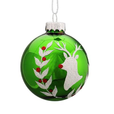 China Holiday decoration & Christmas Glass Hand Painted Ornament Gift Christmas Tree Decoration Baubles Glass Balls for sale