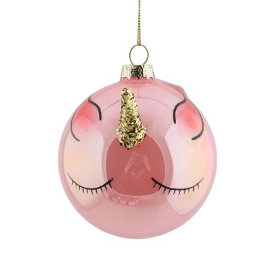 China Europe Cheap Bulk Christmas Gifts Painting Pink Glass Christmas Balls for sale