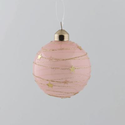 China Hermal's Transfer Printing Pink Jolly Glass Christmas Ornaments Ball for Christmas for sale