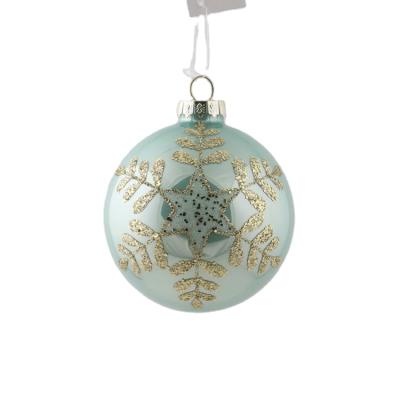 China Holiday decoration & Christmas Gift 2021 Good Quality Blue Christmas Ornament Bauble Hanging Glass Ball 8cm for sale