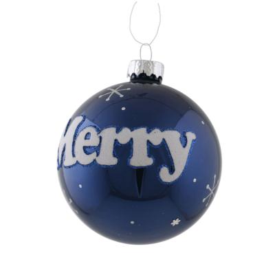 China Europe New Product Christmas Tree Ornament Handblown Craft Dark Blue Glass Christmas Ball for sale