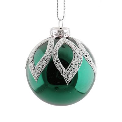 China Silk Screen Printing & Decal 2021 New Green Christmas Decoration Christmas Ornaments Glass Balls for sale