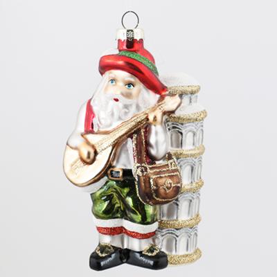 China Silk Screen Printing & Glass Blown Christmas Santa Claus Ornaments Decal Balls Christmas Trees Pendants Decor for sale