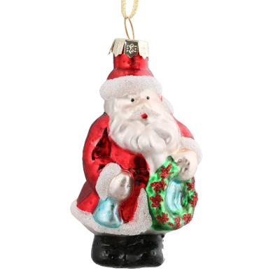 China Silk Screen Printing & New Decal Style Snowman Glass Christmas Tree Ornament Santa Claus Father Christmas for sale