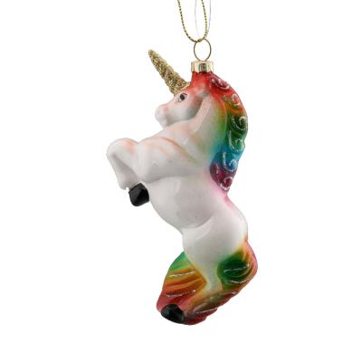 China Christmas Deoration Factory Wholesale Best Selling Glass Unicorn Christmas Tree Ornaments for sale