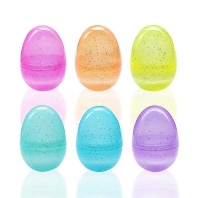 China Funny Educational Toy 2.25 Inch Gold powder Plastic Easter Eggs Empty Fillable for Big Toys Assorted Translucent Colors Easter Basket Goodies for Kids for sale