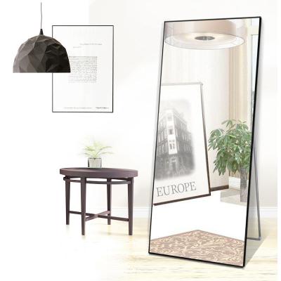 China Decorative high quality modern black floor standing glass mirror frame for dressing room for sale