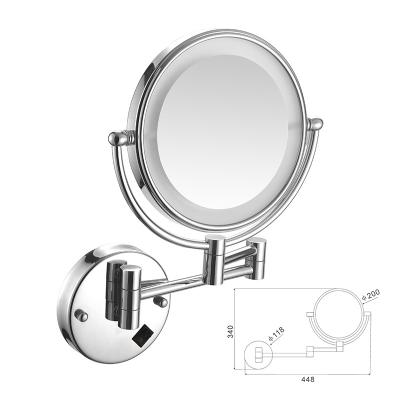 China Magnifying Circle Led Retractable Vanity Bathroom Mirror for sale