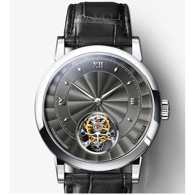 China Tourbillon Custom Business Men Leather Strap Power Reserve Cow Mechanical Watches for sale