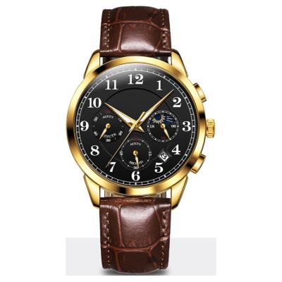 China Custom Automatic Date Mens Stainless Steel Case Sun-Moon Phase Stopwatch Sports Quartz Watch for sale