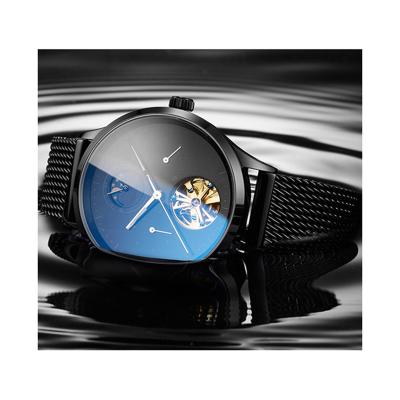 China Auto Date All Stainless Steel Skeleton Waterproof Double Calendar Mens Automatic Watch for sale