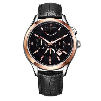 China Latest Dated Cow Leather Strap Calendar Sun-Moon Power Phase Automatic Show Men's Mechanical Watches for sale