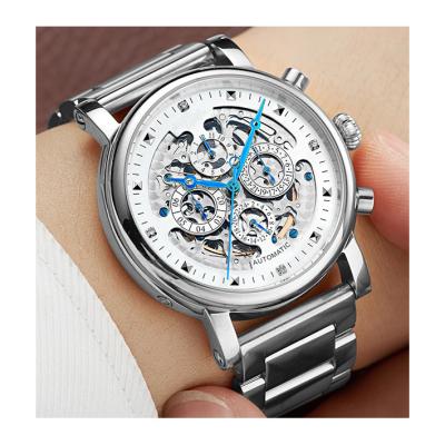 China Big Flywheel Skeleton Stainless Steel Calendar Men's Auto Date All Automatic Wrist Watch for sale