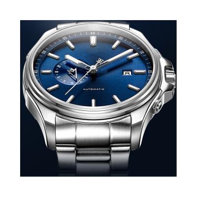 China Automatic Date Silver Mens Stainless Steel Band 24 Hour Calendar Watch Mechanical Watch for sale