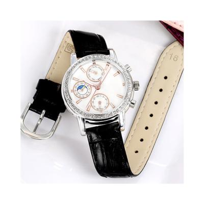 China Fashion Date Fashion Stainless Steel Case Double Calendar Lady Waterproof Quartz Watch for sale