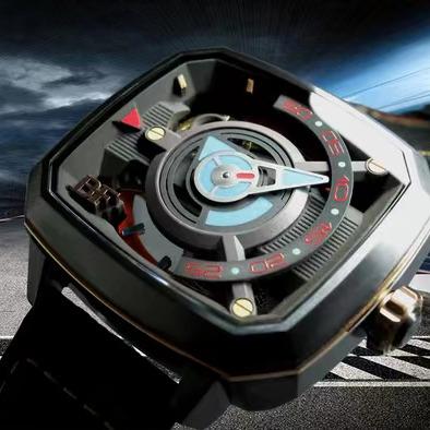 China Taillight luminous automatic watches adjust sports car design perspective bottom cover super luminous mechanical men's watch for sale