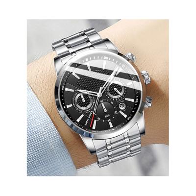 China Custom Men's Stainless Steel Case Auto Date 24 Hours Watch Calendar Sport Quartz Watch for sale