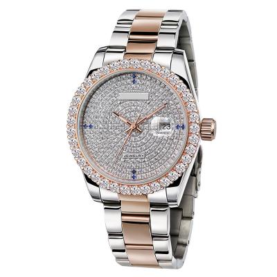 China Automatic Calendar Mens Stainless Steel Diamond Band Fashion Date Waterproof Wrist Watch for sale