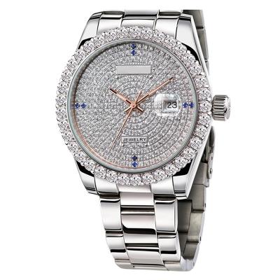 China Auto Date Wholesales Stainless Steel Diamond Case Calendar Men's Business Quartz Wrist Watch for sale