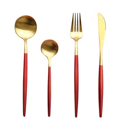 China Sustainable Wedding Stainless Steel 72pcs Royal Gold Cutlery Set Eco Friendly for sale