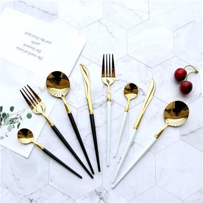 China Viable Stainless Steel Cutlery Set Kitchen Fork Spoon Knife Gold Plated Cutlery for sale